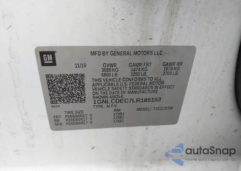 2020 Chevrolet Tahoe 2Wd Commercial Fleet from USA, damaged, VIN 1GNLCDEC7LR185153